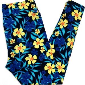 LULAROE Tall & Curvy TC Leggings Plus Size Tropical Floral Print